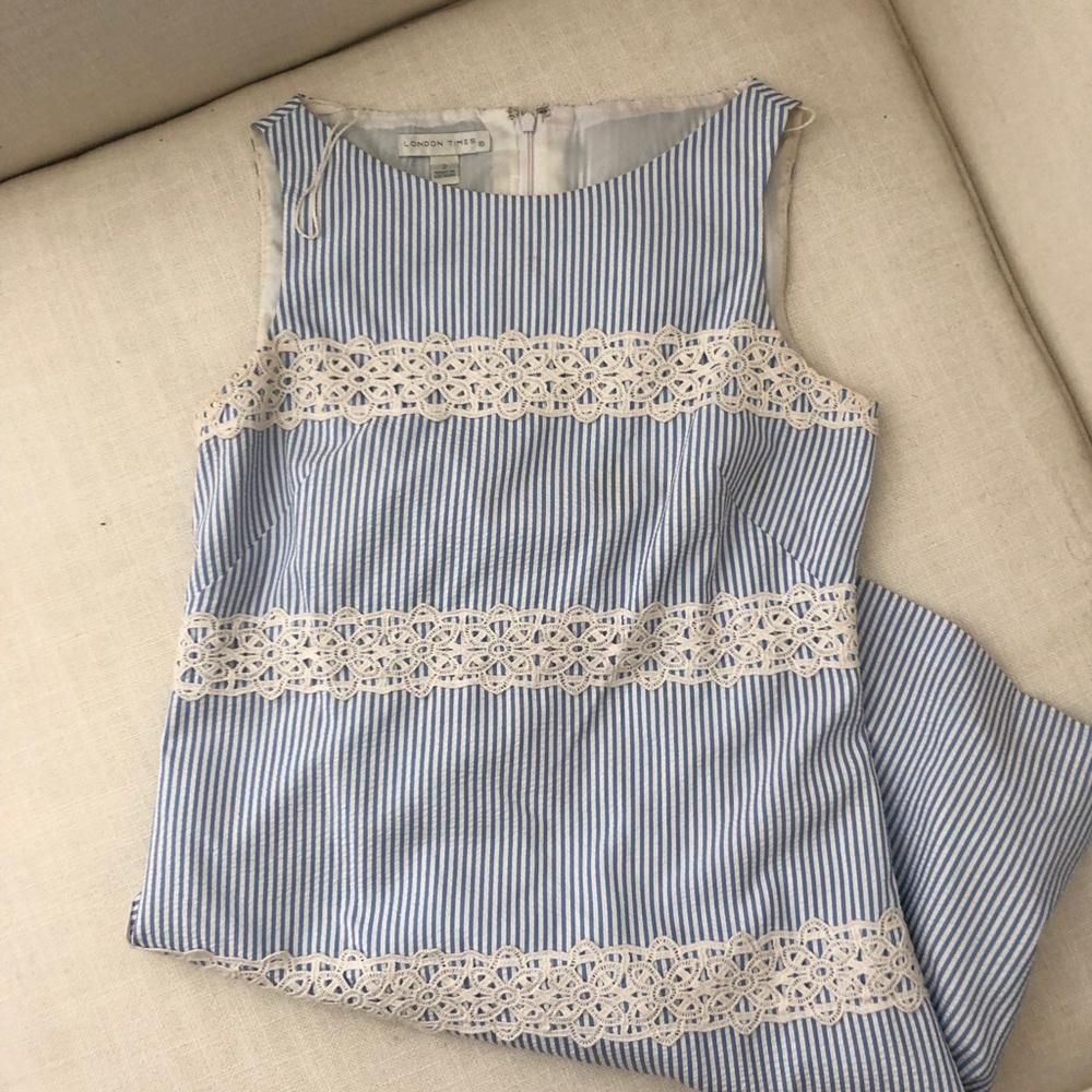 London Times Seersucker Shift Dress Size 2